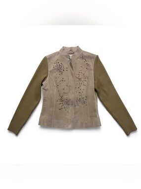 Women's Coldwater Creek Tan Leather Laser Cut Jacket